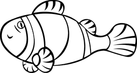 Clownfish Fish black and white clipart