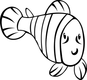 Clownfish Fish black and white clipart