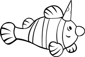 Clownfish Red Nose black and white clipart