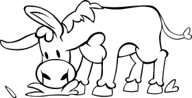 Donkey Eating black and white clipart