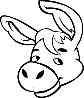 Donkey Head black and white clipart