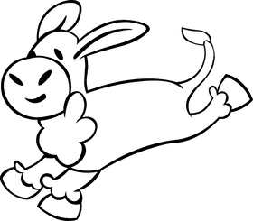Donkey Jumping black and white clipart