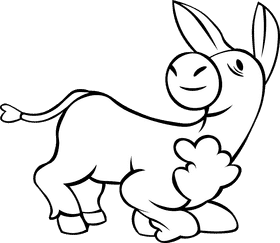 Donkey Sitting black and white clipart