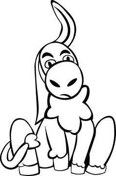 Donkey Sitting black and white clipart