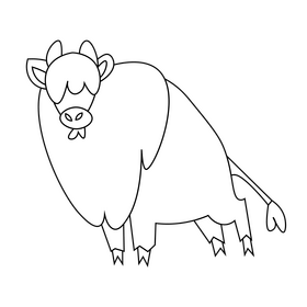 Cartoon bison big black and white clipart