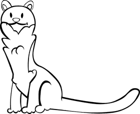 Ferret animal black and white clipart