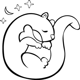 Ferret Sleeping black and white clipart