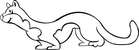 Ferret animal black and white clipart