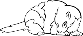 Ferret animal black and white clipart