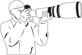 Birdwatcher, birdwatching, birding drawing black and white clipart free ...