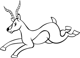 Gazelle Jumping black and white clipart