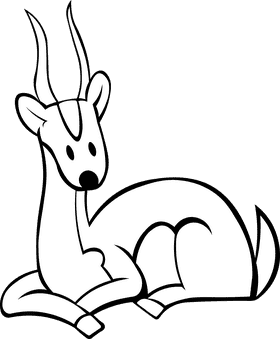 Gazelle resting black and white clipart