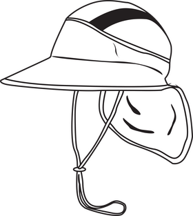 Bird watching hat drawing black and white clipart