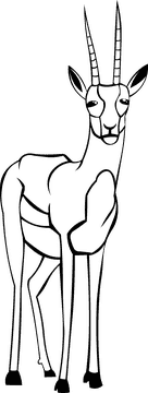 Gazelle black and white clipart