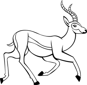 Gazelle Running black and white clipart