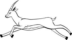 Gazelle Running black and white clipart