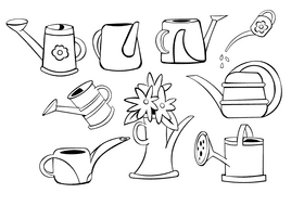 Watering Can black and white vector