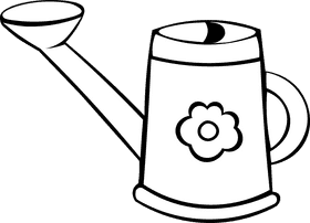 Watering Can Flower black and white clipart