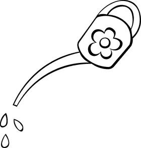 Watering Can Flower black and white clipart