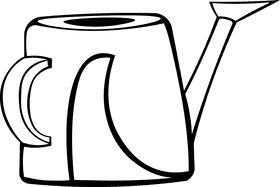 Watering Can Green Blue black and white clipart