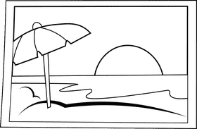 Beach scene Night black and white clipart