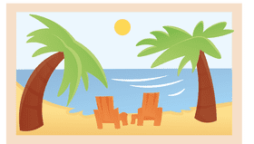 Beach scene clipart