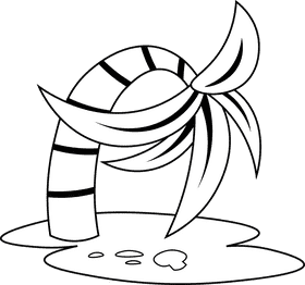 Beach scene black and white clipart