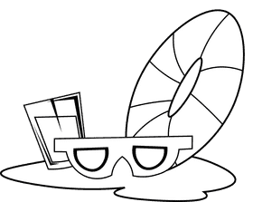 Beach scene black and white clipart