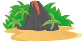 Beach scene volcano clipart