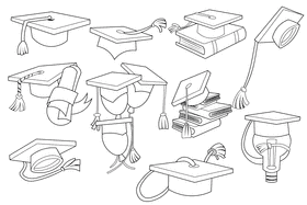 Graduation Cap black and white vector