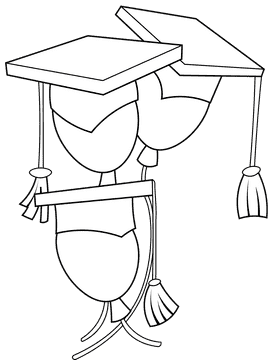Graduation Cap Balloons black and white clipart