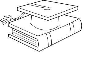 Graduation Cap Book black and white clipart