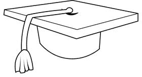 Graduation Cap black and white clipart