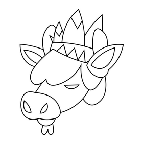 Decorated bison cartoon black and white clipart