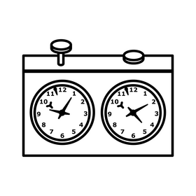Chess clock drawing black and white clipart