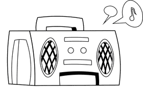 Music Boombox black and white clipart