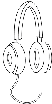 Music Headphones black and white clipart