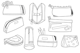 Pencil case black and white vector