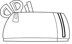 Pencil case black and white clipart