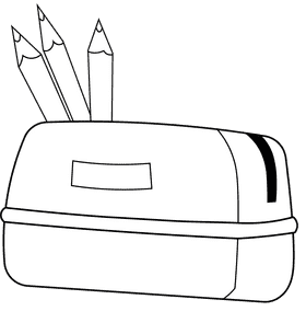 Pencil case black and white clipart