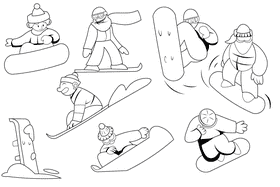 Snowboarding black and white vector