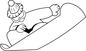 Snowboarder black and white clipart