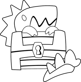 Dragon treasure chest black and white clipart