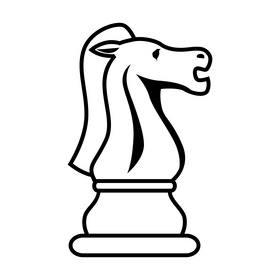 Chess knight drawing black and white clipart