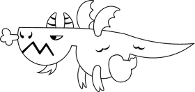 Dragon Flying black and white clipart