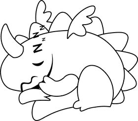Dragon Sleep black and white clipart
