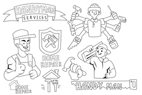 Handyman black and white vector