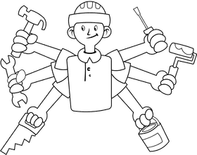 Handyman black and white clipart