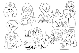 Nurse black and white vector