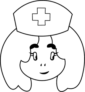 Nurse Head black and white clipart